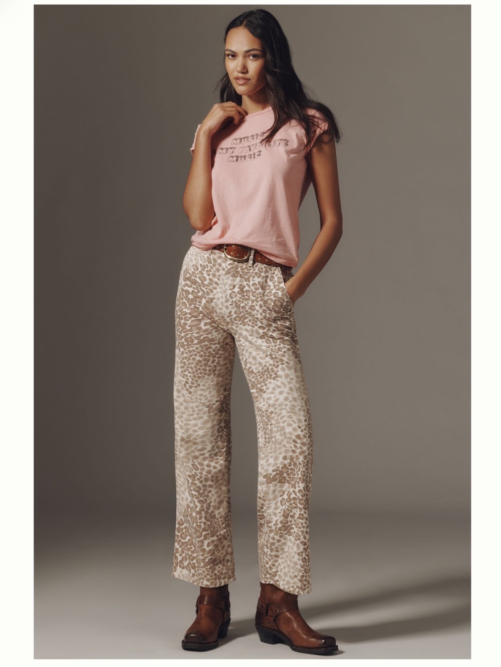 Mother major zip ankle leopard jeans